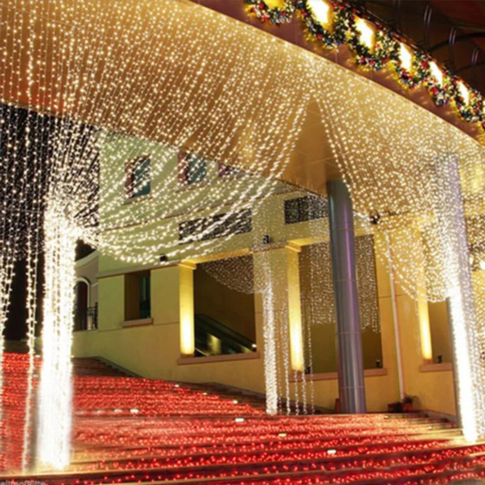 6x3M 600 LED Curtain String Light Outdoor Home Holiday Christmas Wedding Decorative LED icicle String Fairy Lights