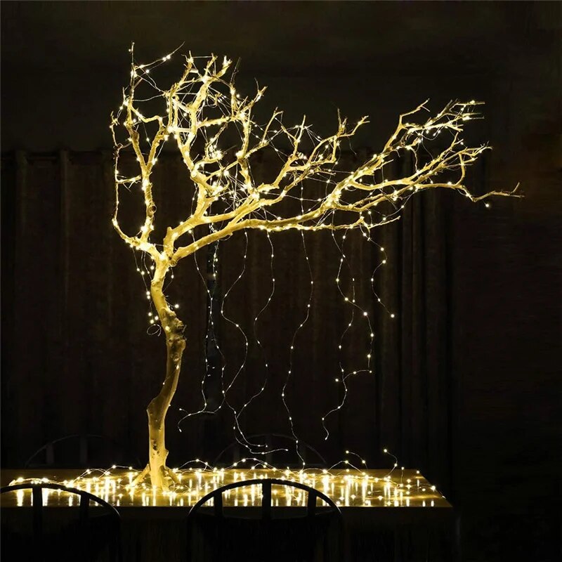 Tree Vine Solar Lamp Cooper Wire Fairy lights 10 Strings 200 LED String Lamp For Outdoor Garden Christmas Tree Decoration
