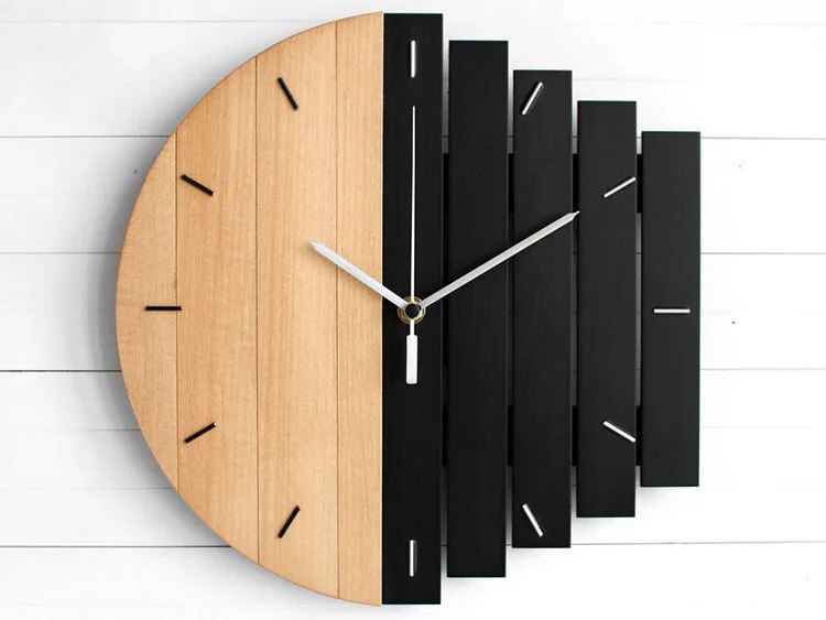Abstract industrial style creative big wall clock 12inch living room bedroom wall wooden clock quartz clock wall watch
