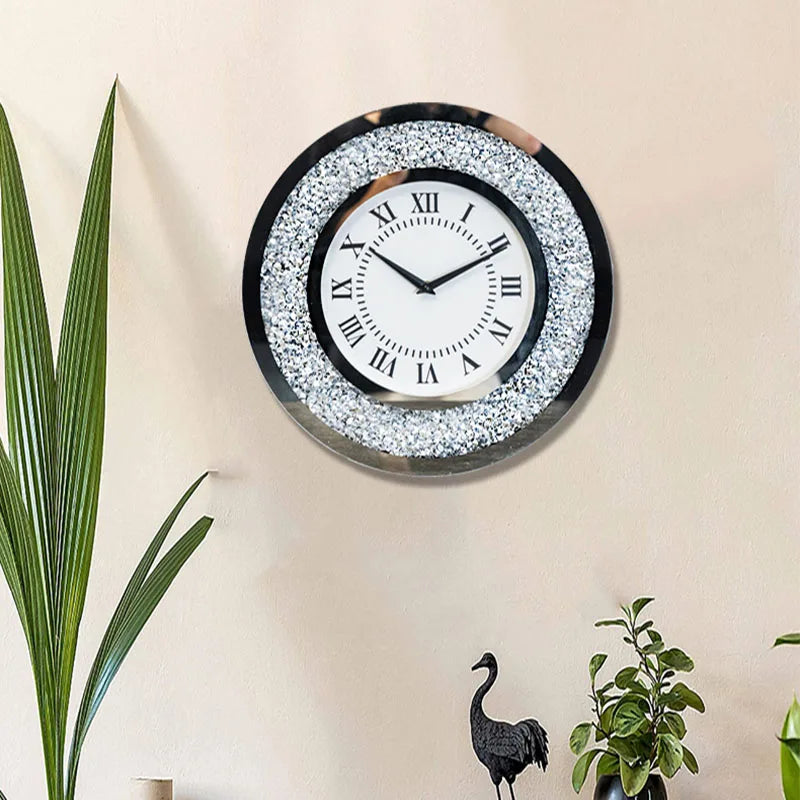 Diamond Wall Clock Light Luxury Modern Wall Clocks Fashion Silent Art Clock Living Room Design Glass Watch Reloj Home Decoration