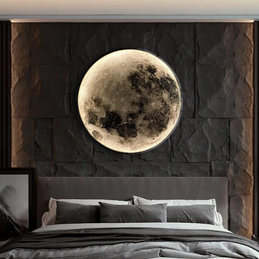 Modern Round Moon Wall Lamp for Bedroom Living Room Entrance Decoration Sconce Light Fixtures Ceiling Lighting Planet Nordic Led