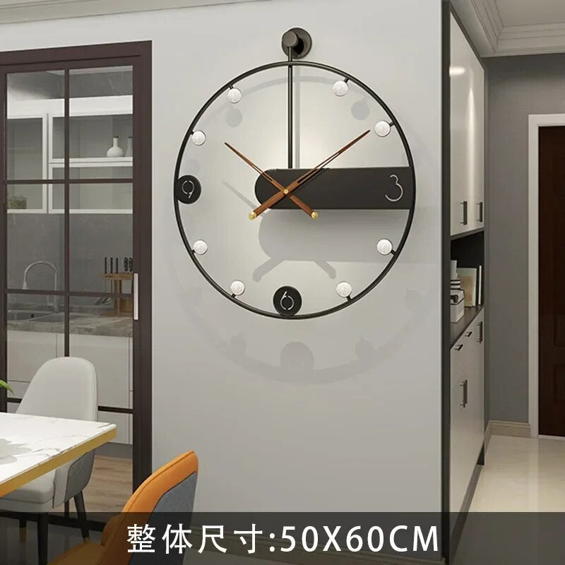 Iron Art Spanish Wall Clock Round Modern Minimalist Single Sided Wooden Pointer Round Hanging Watch Living Room Restaurant Clock