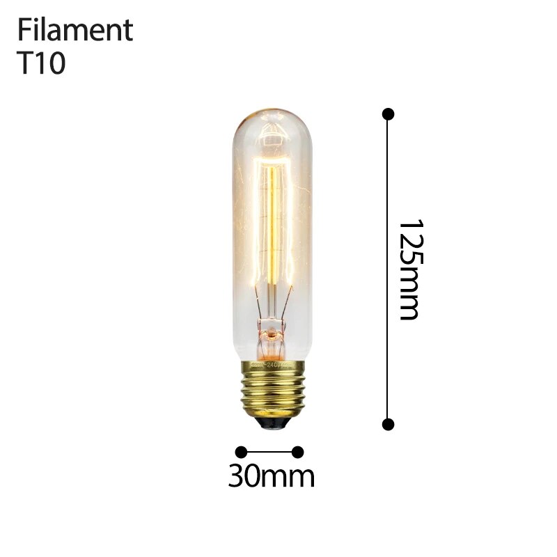 Incandescent Edison Bulb E27 40W Retro Lamp 220V ST64 A19 T45 T10 T185 G80 G95 Ampoule Vintage Bulb Edison Filament Light bulb