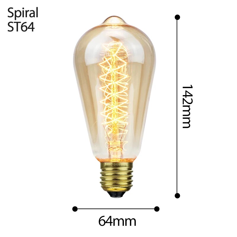Incandescent Edison Bulb E27 40W Retro Lamp 220V ST64 A19 T45 T10 T185 G80 G95 Ampoule Vintage Bulb Edison Filament Light bulb