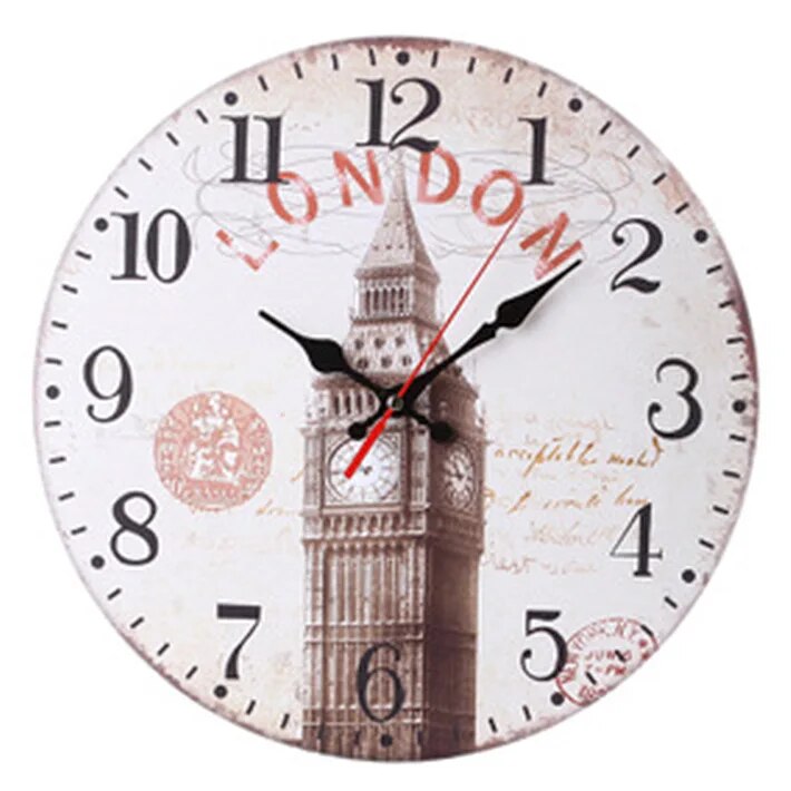 12 Inch Vintage Wooden Wall Clock 30cm Modern Design Rustic Retro Clock Home Office Cafe Decoration Art Large Wall Watch