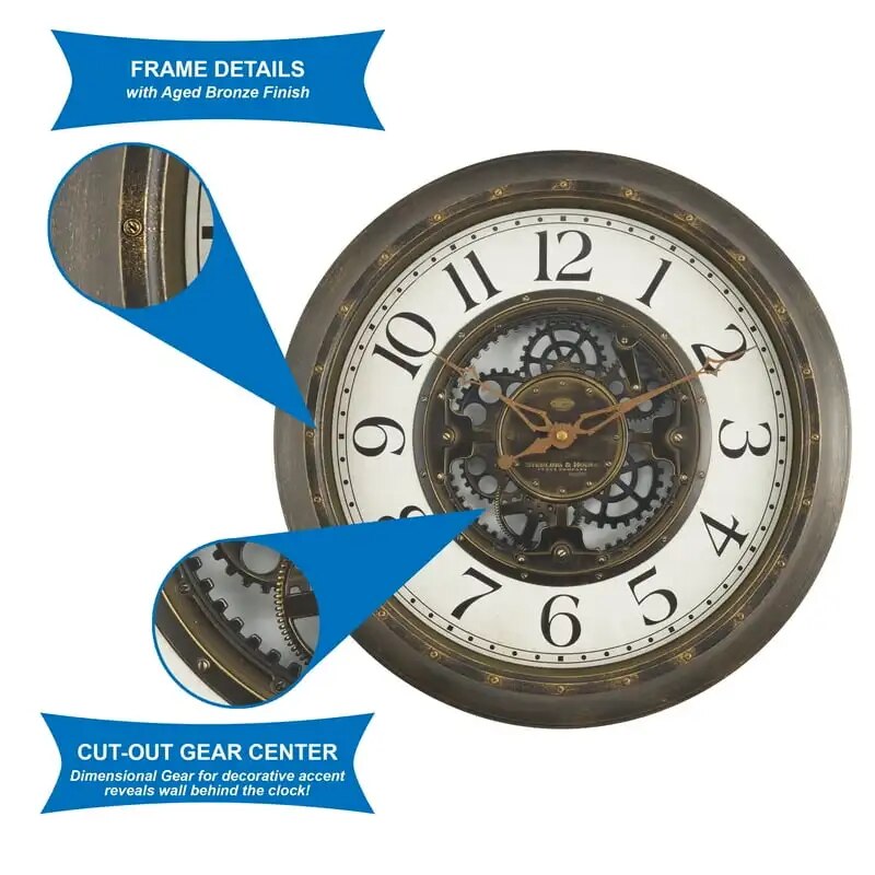 Indoor Round Aged Bronze Arabic Number Industrial Gear Analog Wall Clock Melting clock Adornos para el hogar modernos para sala