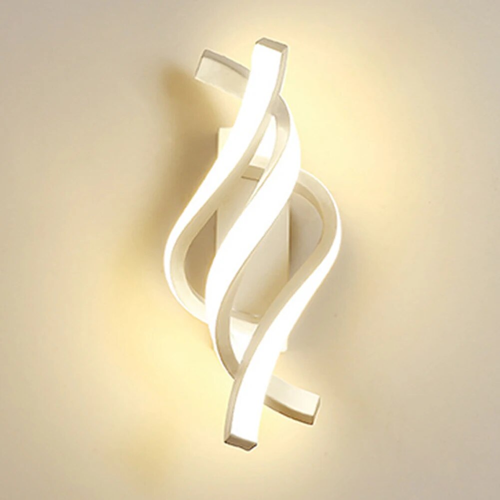LED Wall Lamp Curved Design Spiral LED Wall Lamp 3000K Living Room Background Light 1280LM Minimalist Modern for Home Study Room