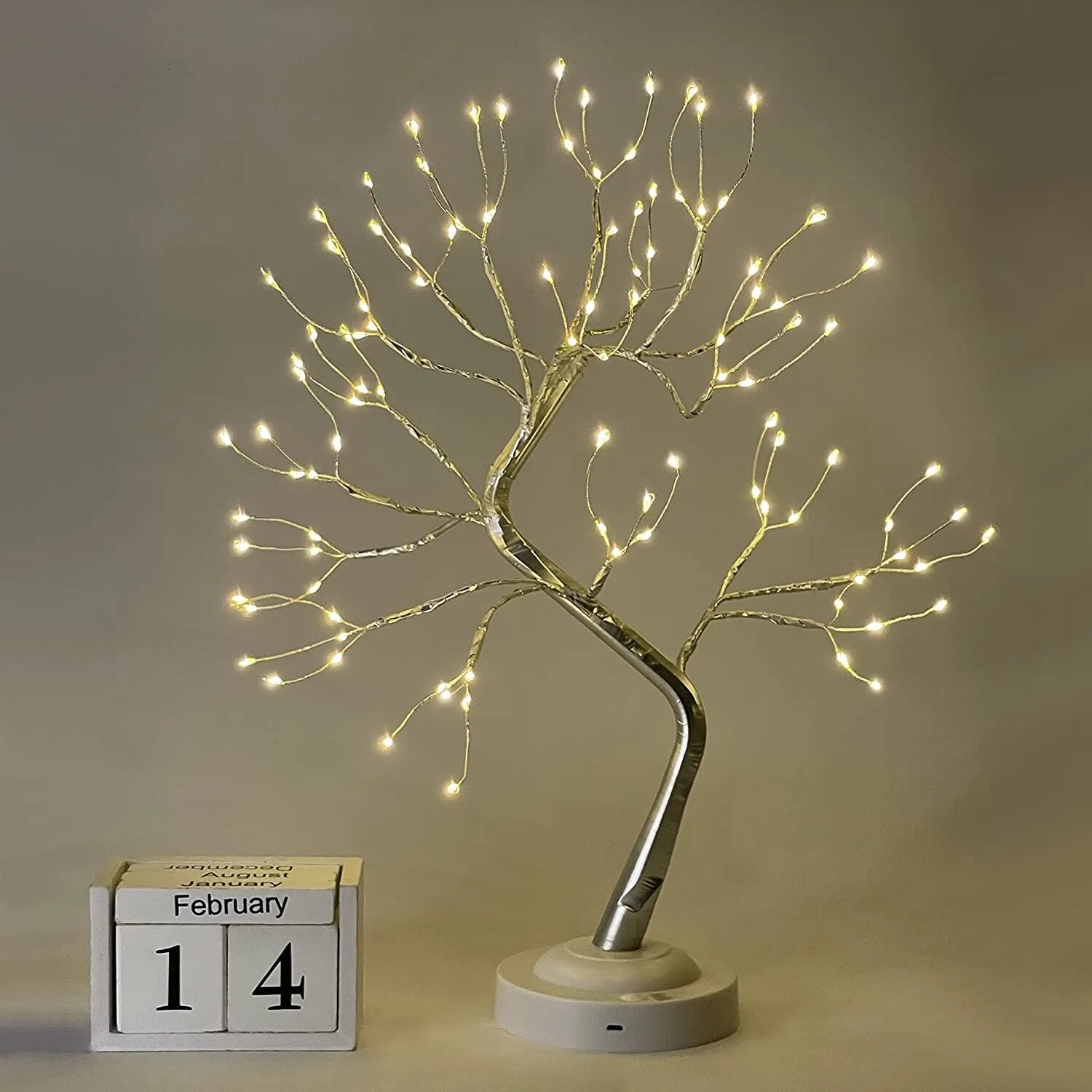 LED Birch Tabletop Bonsai Tree Night Light Mini Christmas Tree Lamp 8Modes USB/Battery Bedside Room Decorative Fairy Nightlights