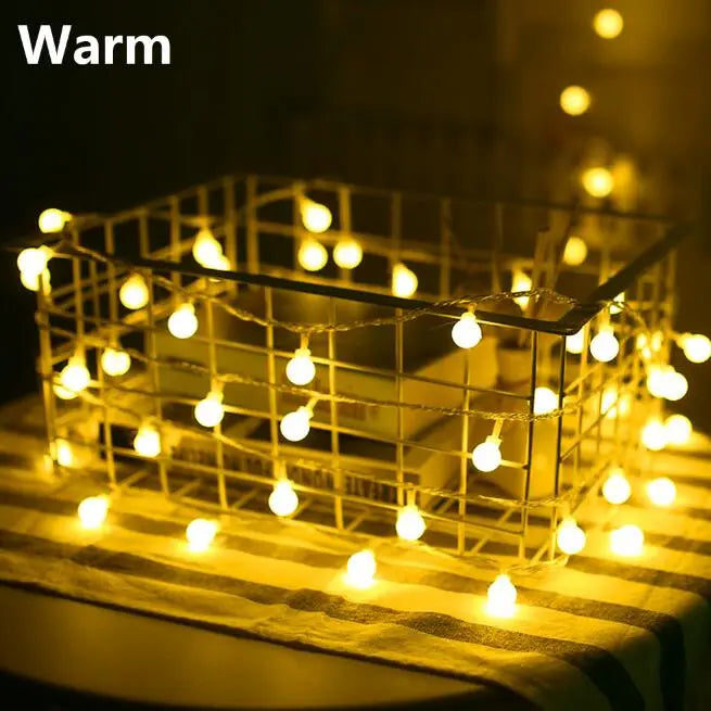 USB/Battery Power LED Ball Garland Lights Fairy String Outdoor Lamp Home Room Christmas Holiday Wedding Party Lights Decoration