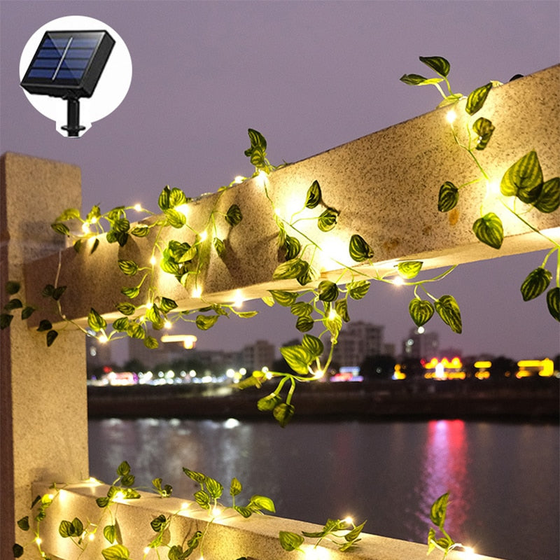 Fairy Lights 2Meter 20 LED Solar Lights Maple Leaf Waterproof Outdoor Garland Lamp Christmas for Lawn Tree Garden Decoration