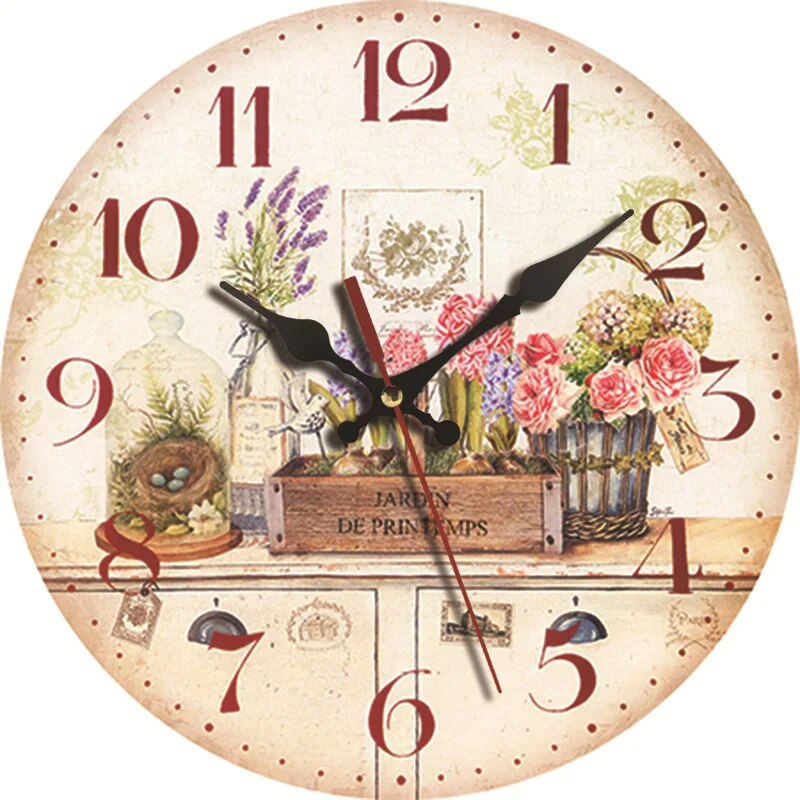 12 Inch Vintage Wooden Wall Clock 30cm Modern Design Rustic Retro Clock Home Office Cafe Decoration Art Large Wall Watch